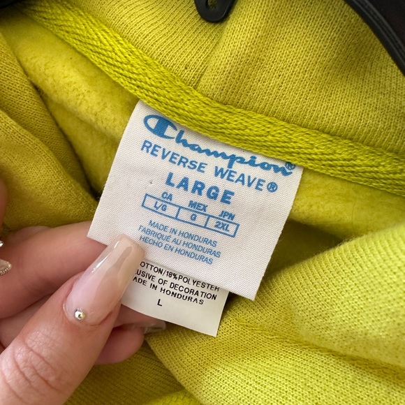 authentic champion chartreause yellow green hoodie size Large - Picture 5 of 7